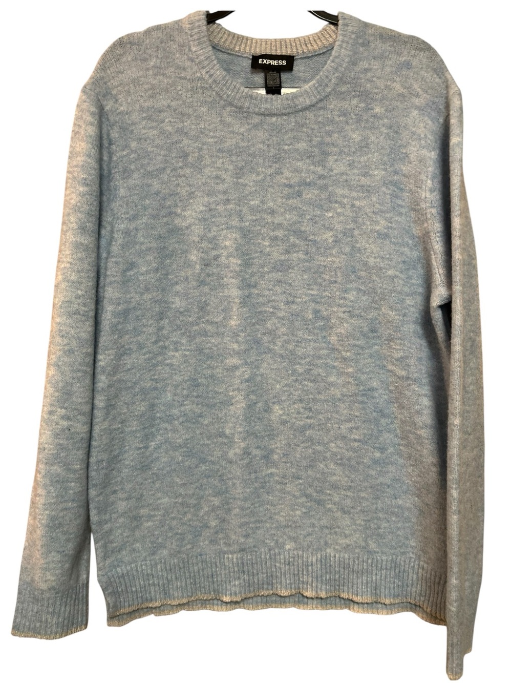 Express Mens Light Blue Heather Crewneck Sweater, Size L